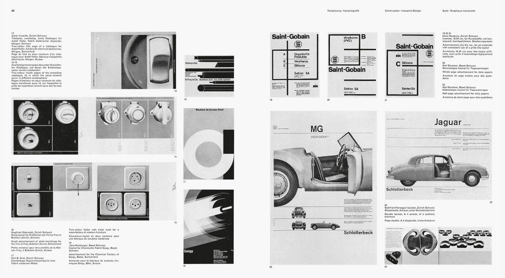 Grid-based spreads from the Neue Grafik design journal, via Lars Muller Publishers.